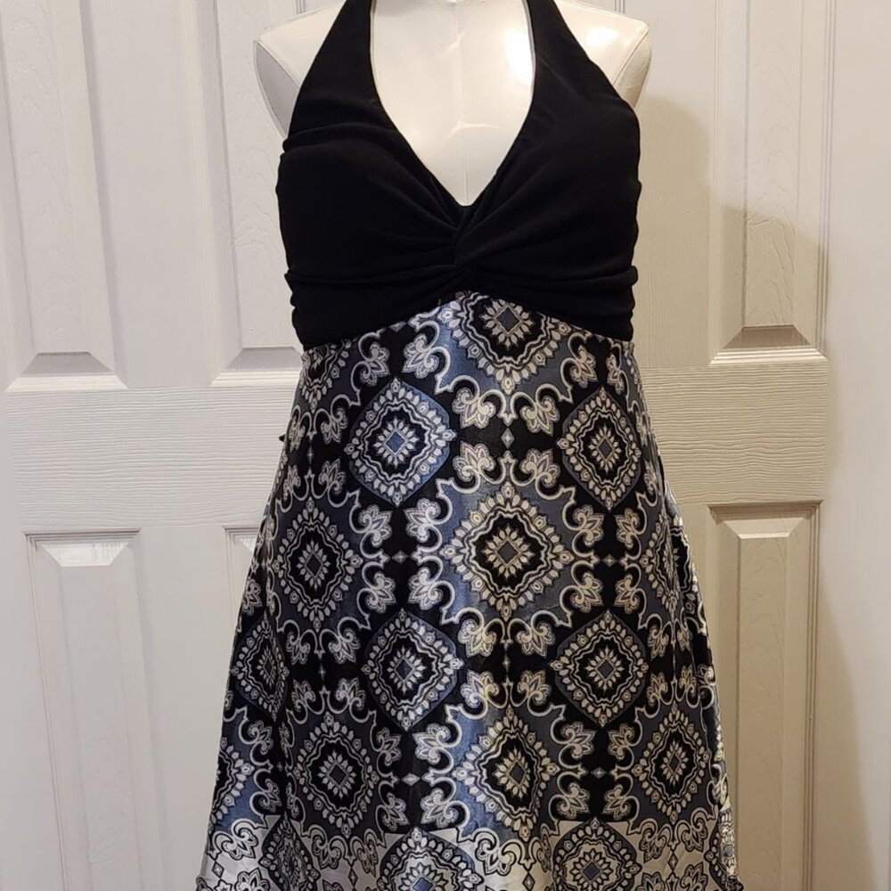 Dress with Halter style top and handkerchief hem